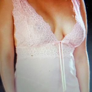 Sexy Pink Lace Chiffon Babydoll Set